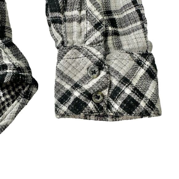 Silver Jeans gauzy plaid shirt long sleeve plaid women's medium - Picture 6 of 9
